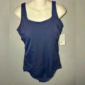 Lands‎ End Navy Blue Full Piece Swim Suit, Size 14 D! NWT